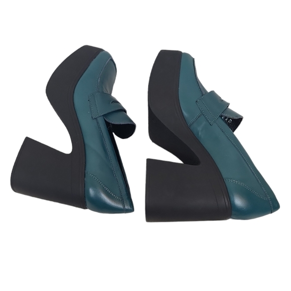 FREE PEOPLE Zoe Platform Loafer in Jade Leather - Picture 2 of 7